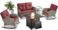5 Piece Patio Furniture Set with 50000 BTU Fire Pit Table