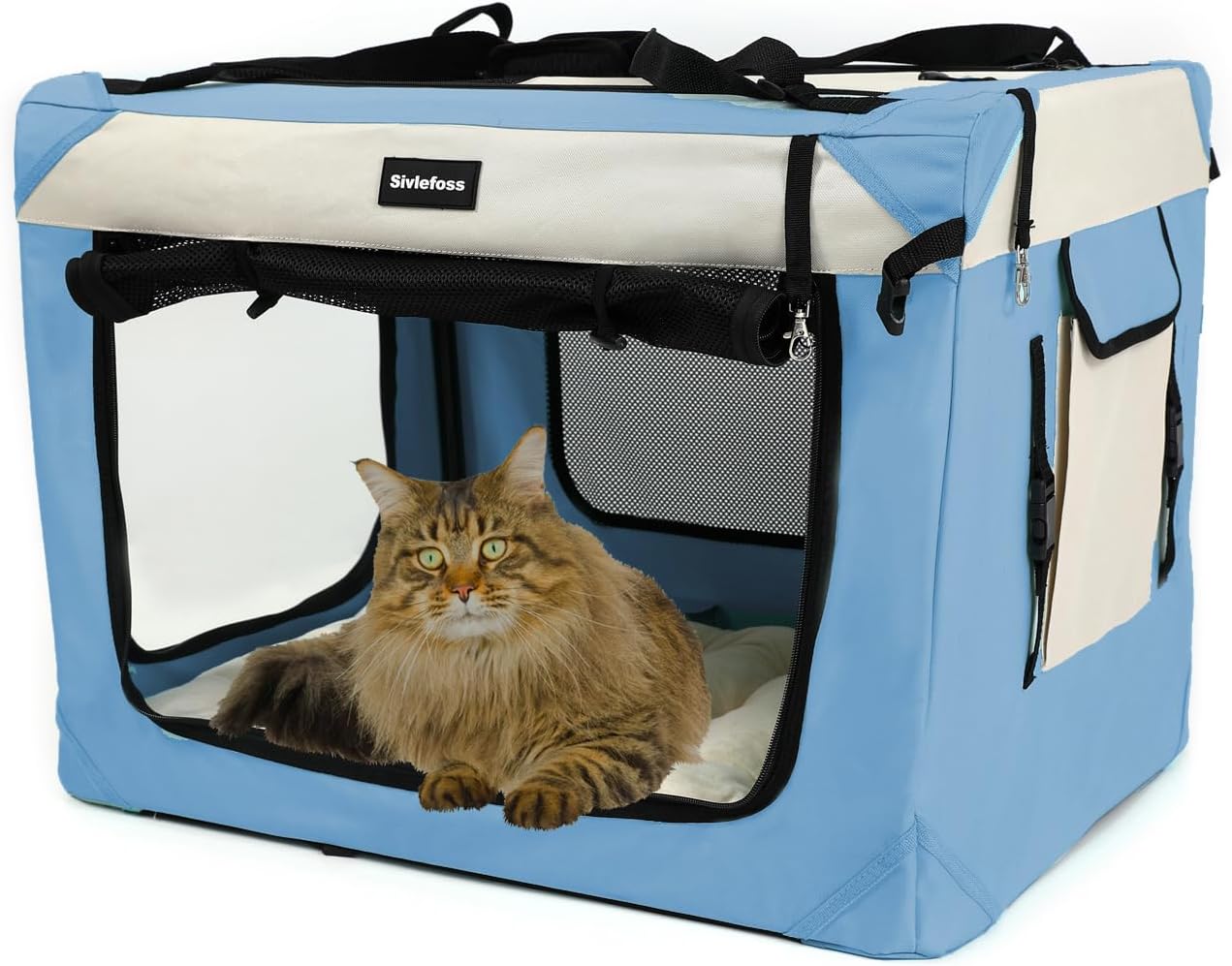 Large Cat Carrier Collapsible Travel Dog Crate for Pets