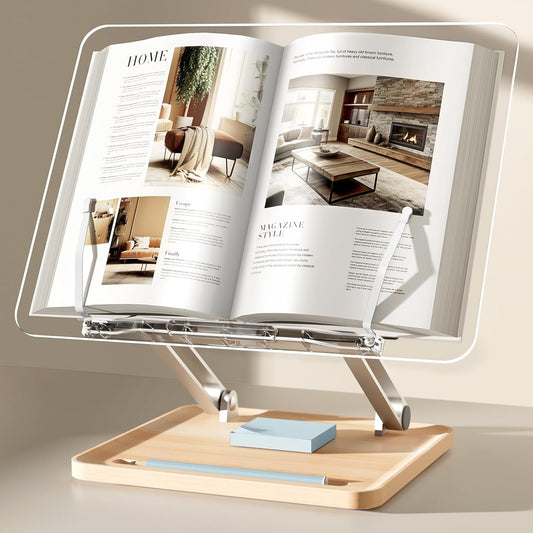 UPERGO Clear Acrylic Book Stand - Hands-Free Reading