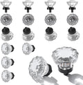 Matte Black Cabinet Knobs Crystal 16 Pack - Vintage Glass Pulls