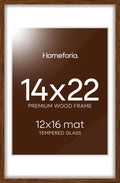 Homeforia 14x22 Picture Frame Brown Walnut Wood with Mat - Elegant Oak