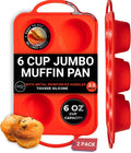 Jumbo Muffin Pan 6-Cup 2 Pack - Large 3.5in Cups for Big Bakes