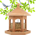 Wooden Bird Feeder for Outdoors Hanging - Red Cedar Hexagon Medium