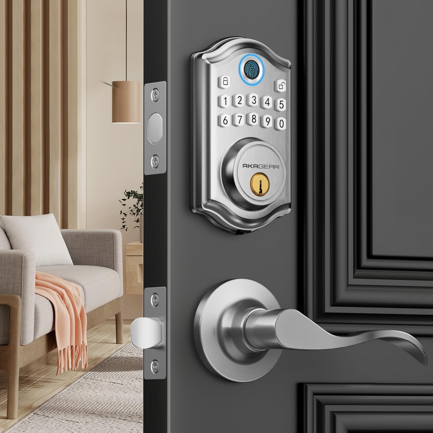 DS10 Keyless Entry Door Lock with Fingerprint and Keypad Access