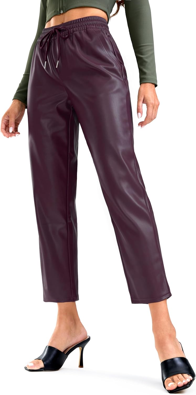 SANTINY Women's Faux Leather Pants for Stylish Comfort