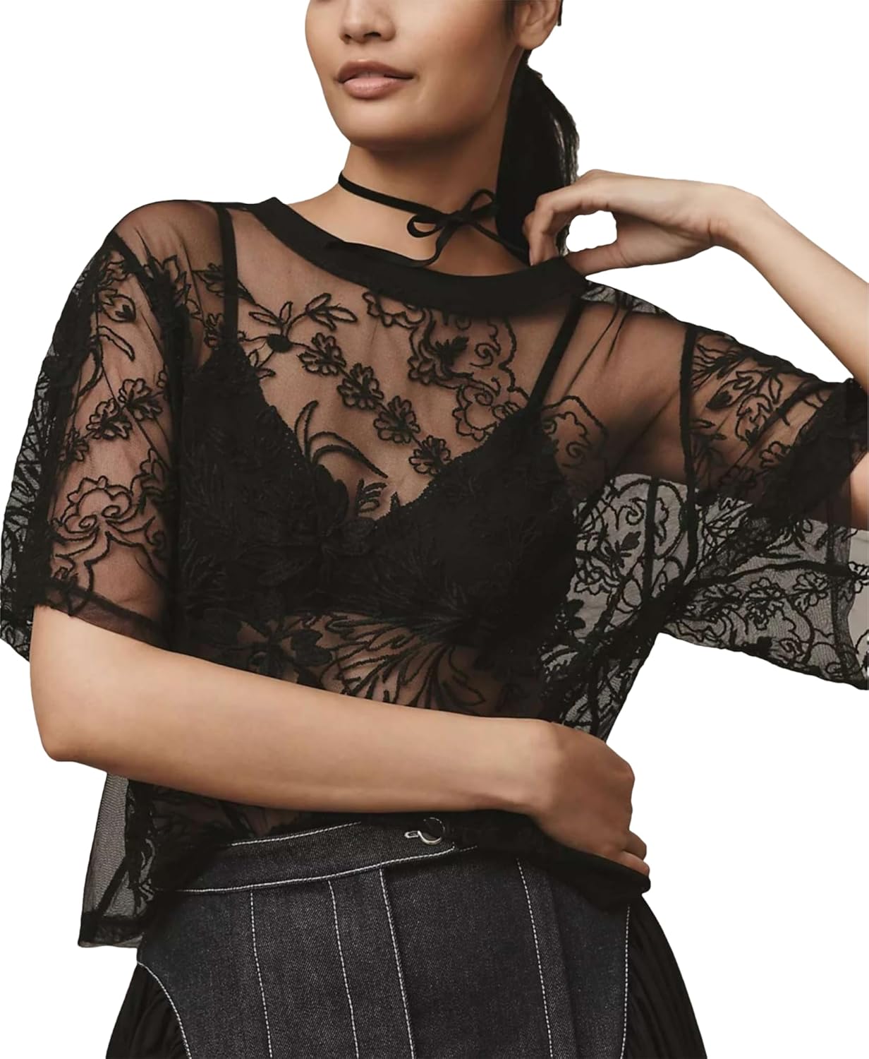 Aimiray Women's Sexy Mesh Tops for Fashionable Layering Styles