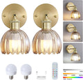 Vintage Battery Operated Wireless Wall Sconces - Rechargeable Gold