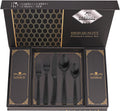 Hammered Black Silverware Set 40 Pieces for 8 - Luxury Gift Box