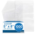 5 X 8 Reclosable Zip Plastic Poly Bags 1000 Count - Clear 2 mil