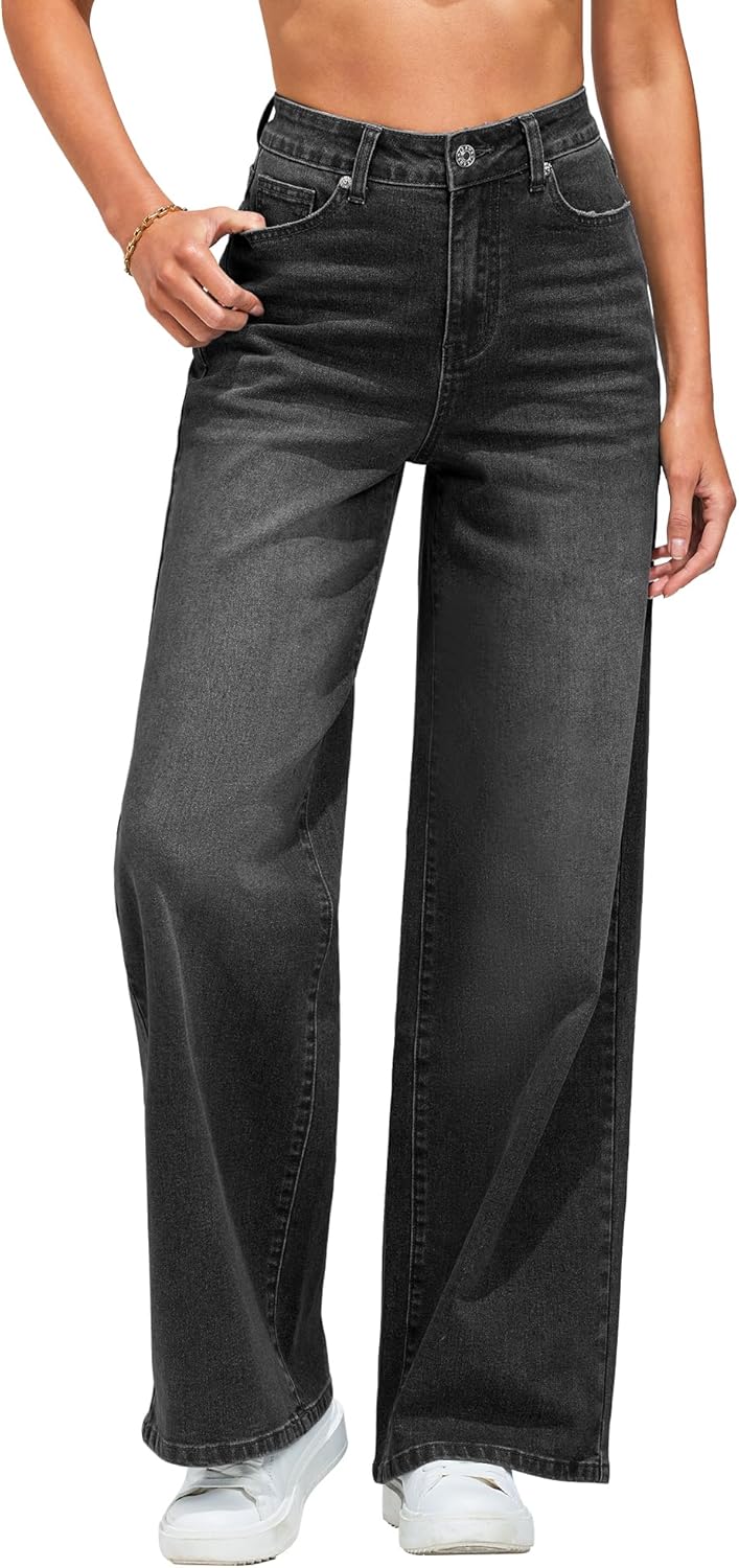 GRAPENT Wide Leg Jeans for Women - Trendy High Waisted Denim