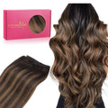WENNALIFE Real Human Hair Extensions 20in Balayage Dark to Chestnut