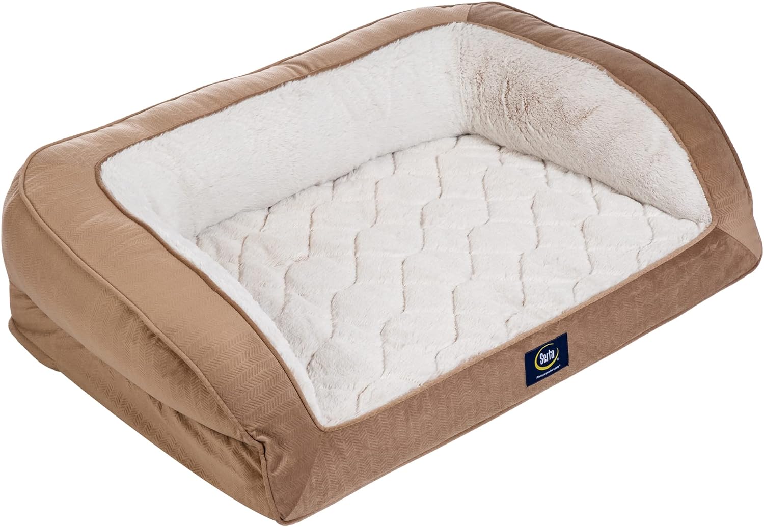 Serta Orthopedic Quilted Couch Dog Bed for Pets in Desert Sand