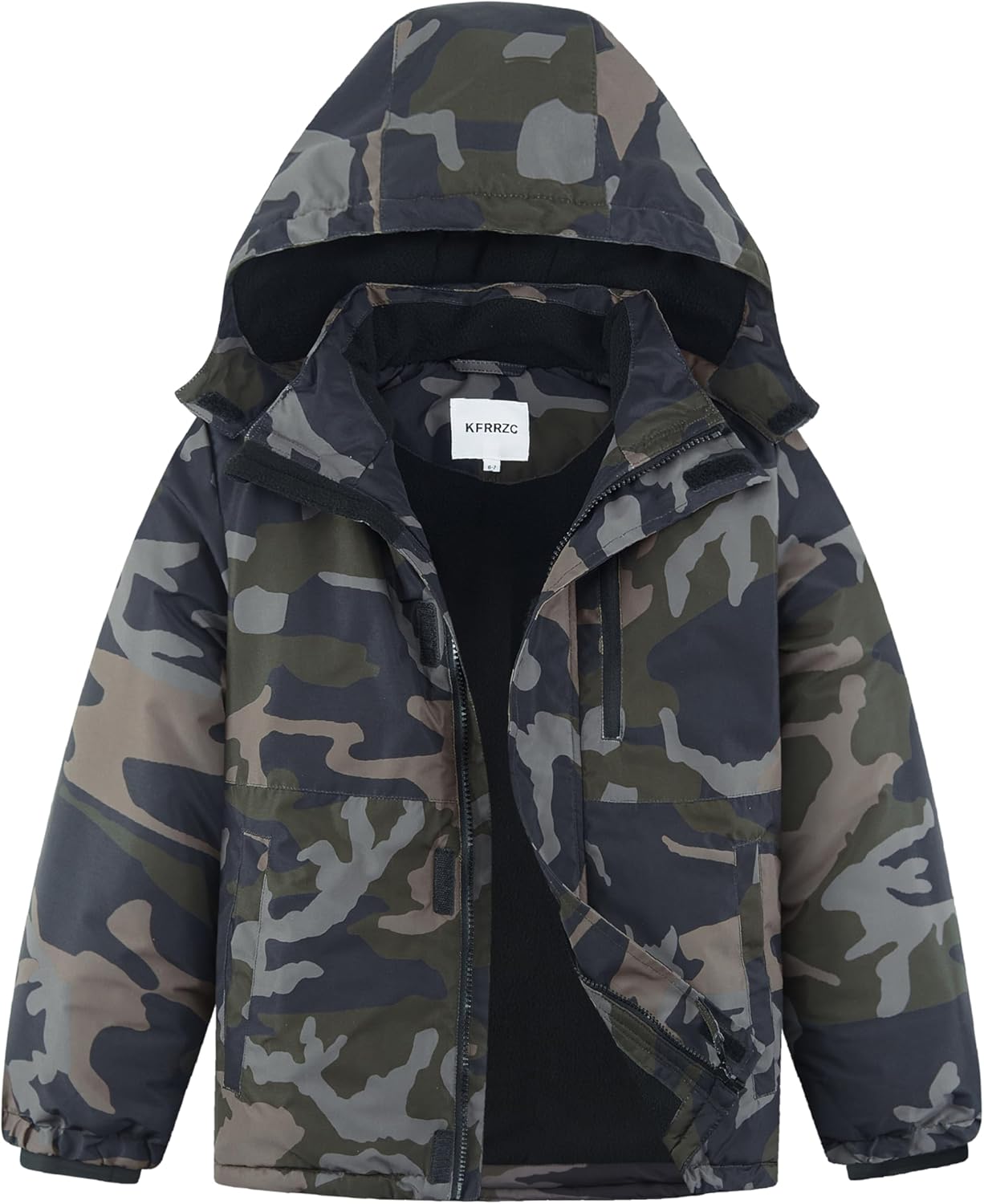 Boys Winter Waterproof Ski Jacket with Detachable Hood for Kids