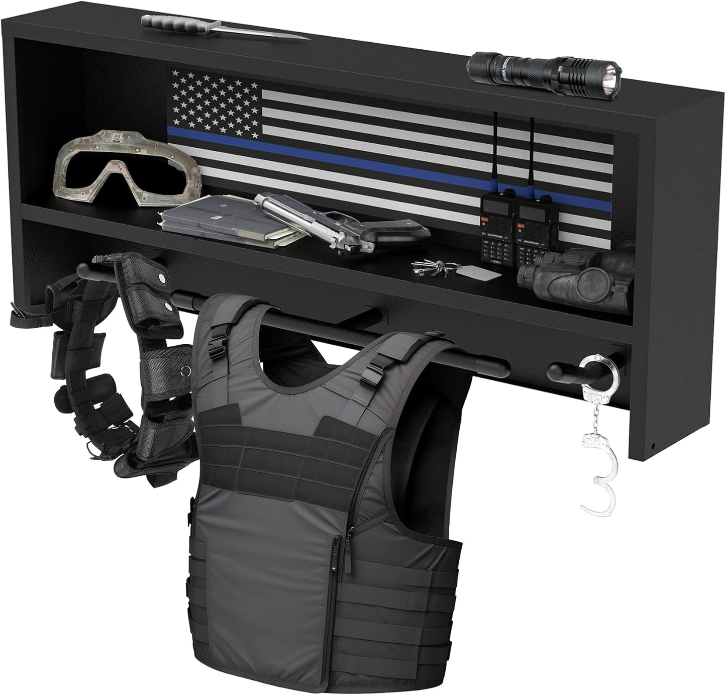 Police Gear Rack with Hooks for Tactical Duty Gear Storage