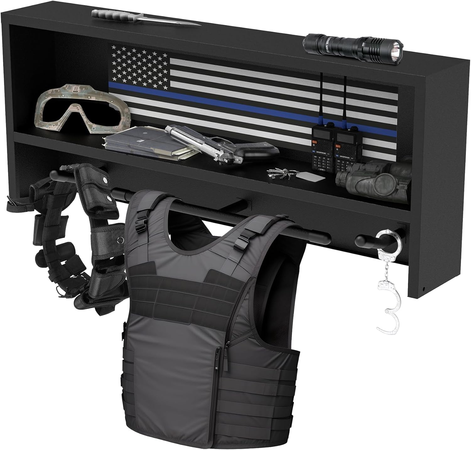 Police Gear Rack with Hooks for Tactical Duty Gear Storage