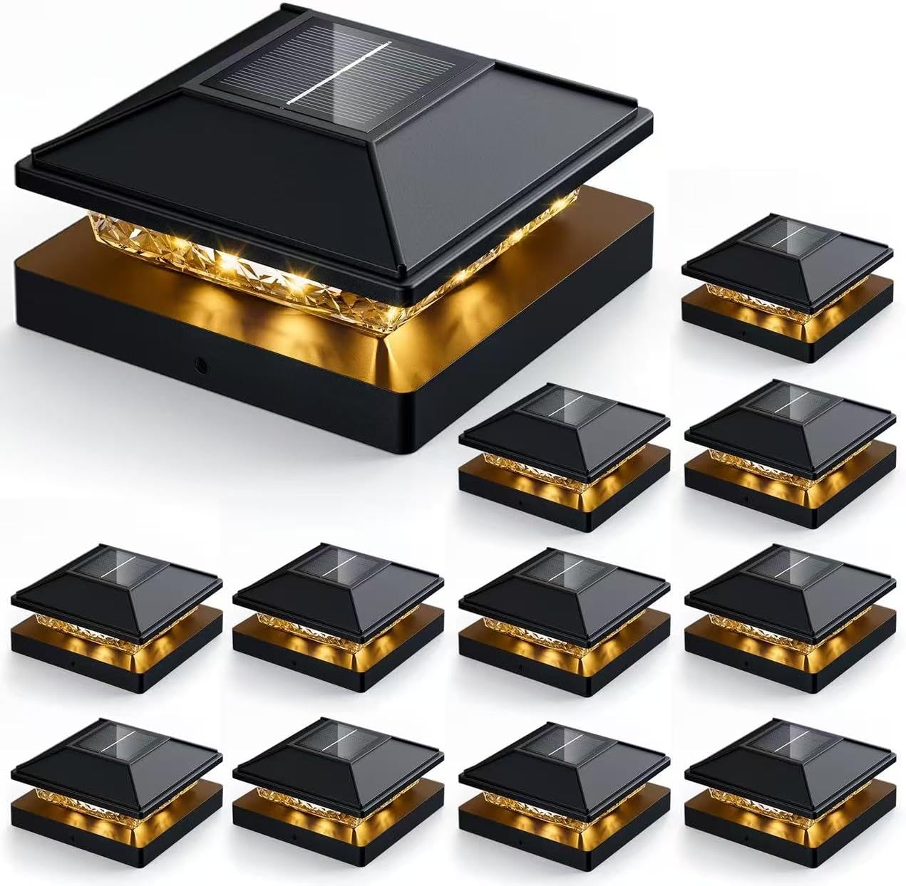 12pack Post Cap Lights for 4x4 Deck Fence, Waterproof LED