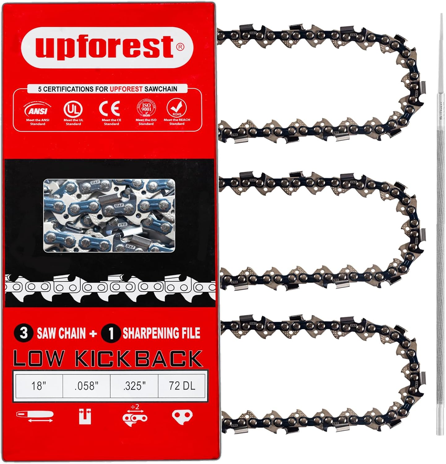 18 Chainsaw Chain Blade .325 .058 Gauge 72DL for Husqvarna Models