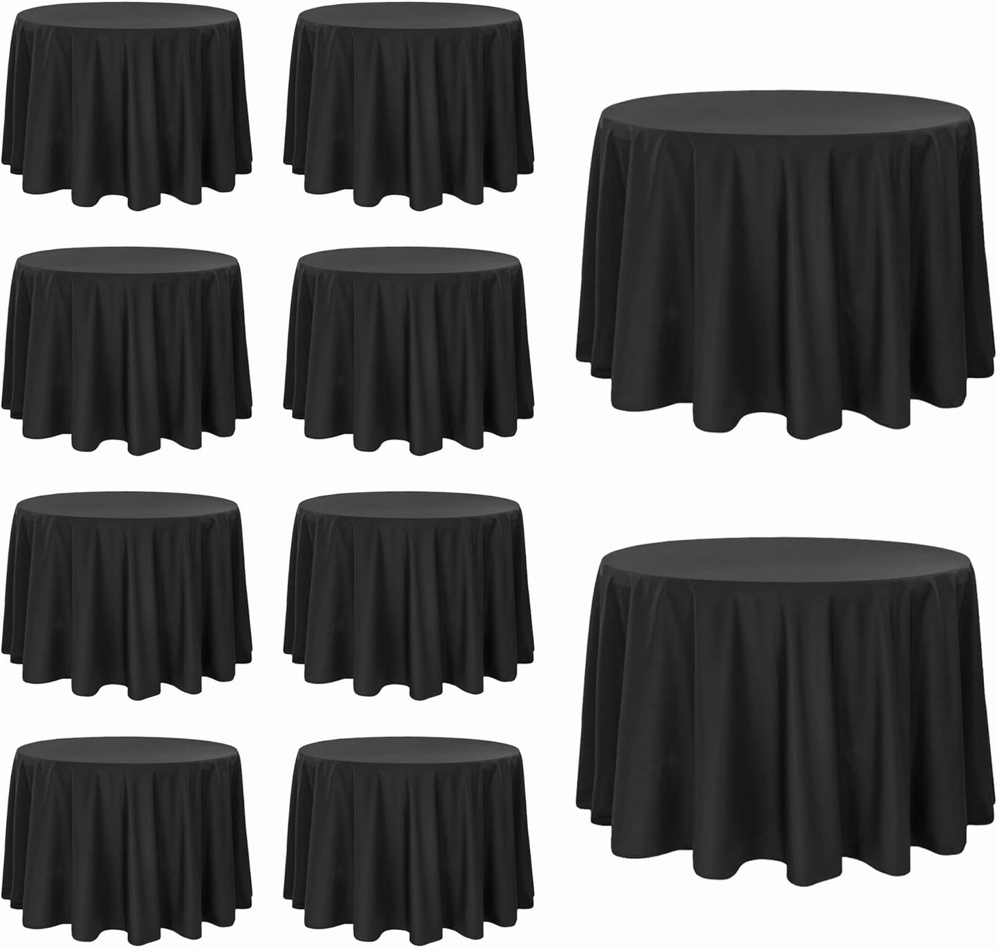 120 Inch Round Tablecloths - 10 Pack Black Stain Resistant Covers