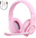 Kids Headphones for Online School (Pink) - Over-Ear Stereo with Mic