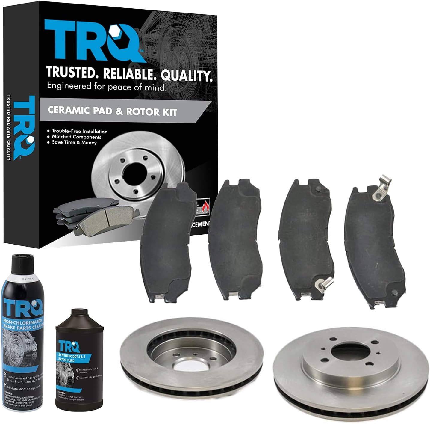 TRQ Front Brake Pad & Rotor Kit for 1999-2002 Mitsubishi Mirage