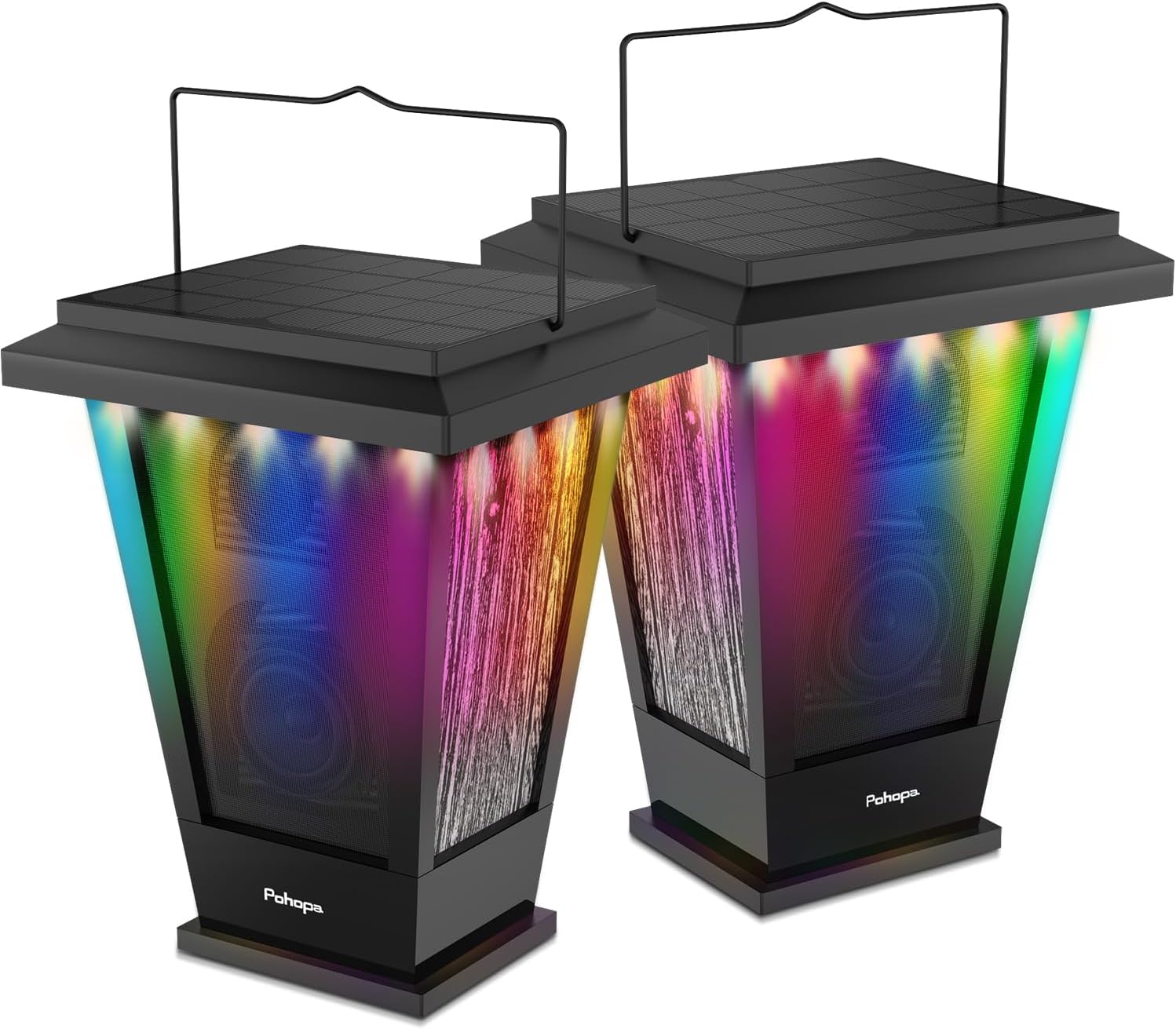 Pohopa Bluetooth Speakers Waterproof with Solar Power and LED Lights