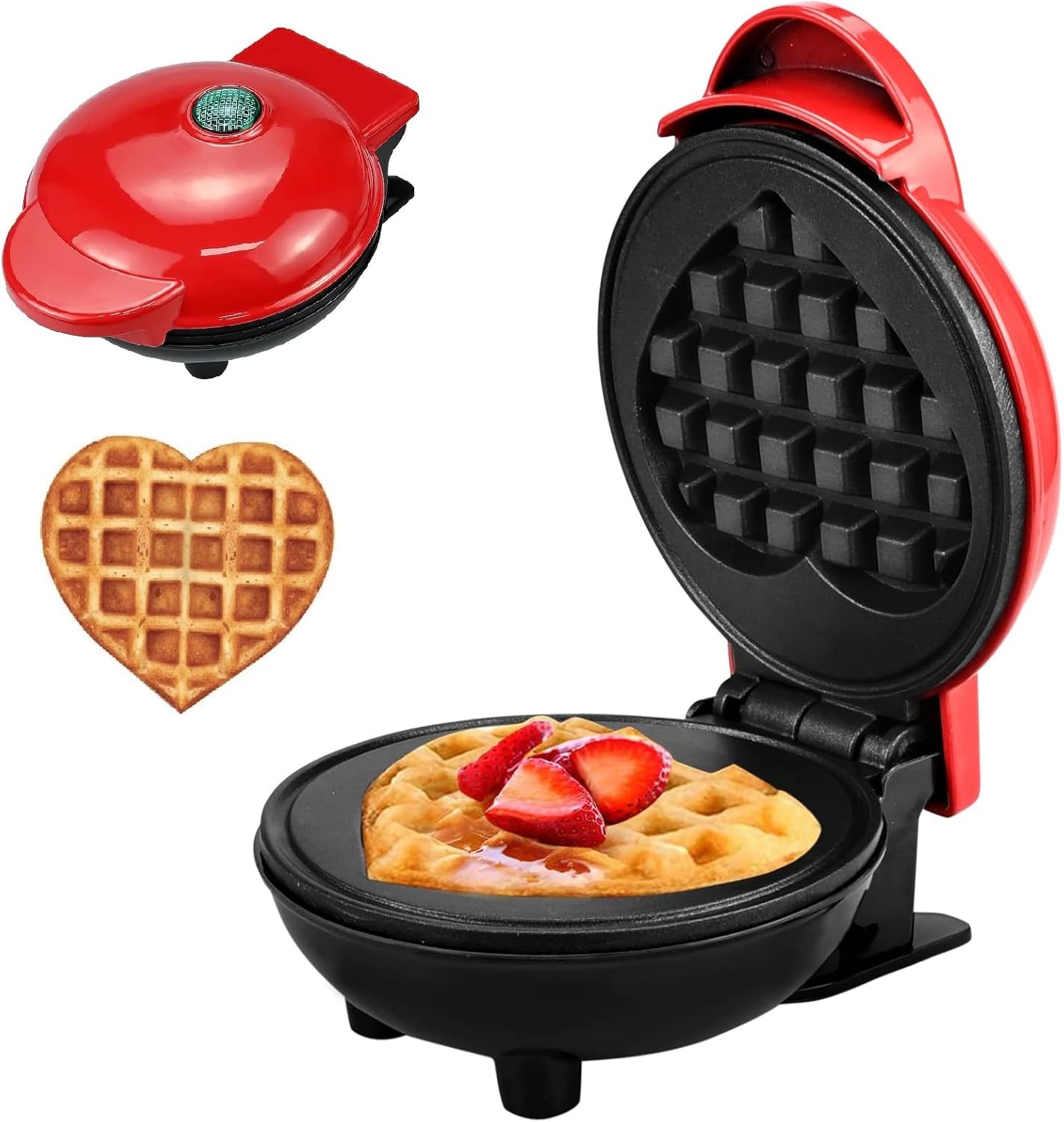 Heart Shape Mini Waffle Maker | Non-Stick Griddle for Perfect Chaffles