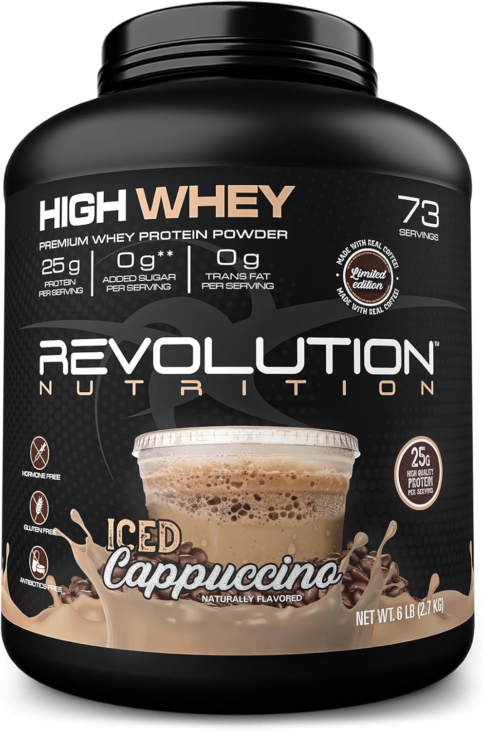 High Whey Protein Powder for Lean Muscle Mass - 6LB Iced Cappuccino