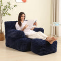 Comfy Giant Bean Bag Chair with Ottoman - Plush Reading Lounger