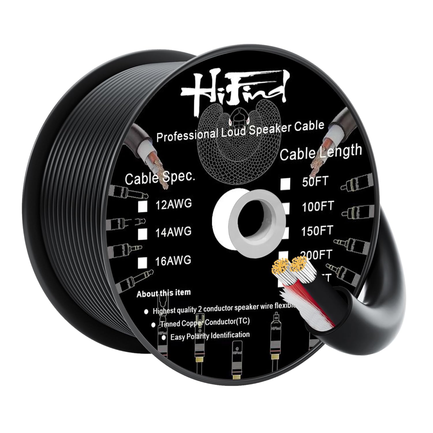 16/2 Gauge Speaker Wire Cable 100 Ft for Hi-Fi Sound Quality