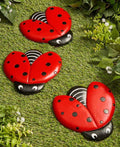 Ladybug Stepping Stones for Gardens and Outdoor Flower Beds Set of 3
