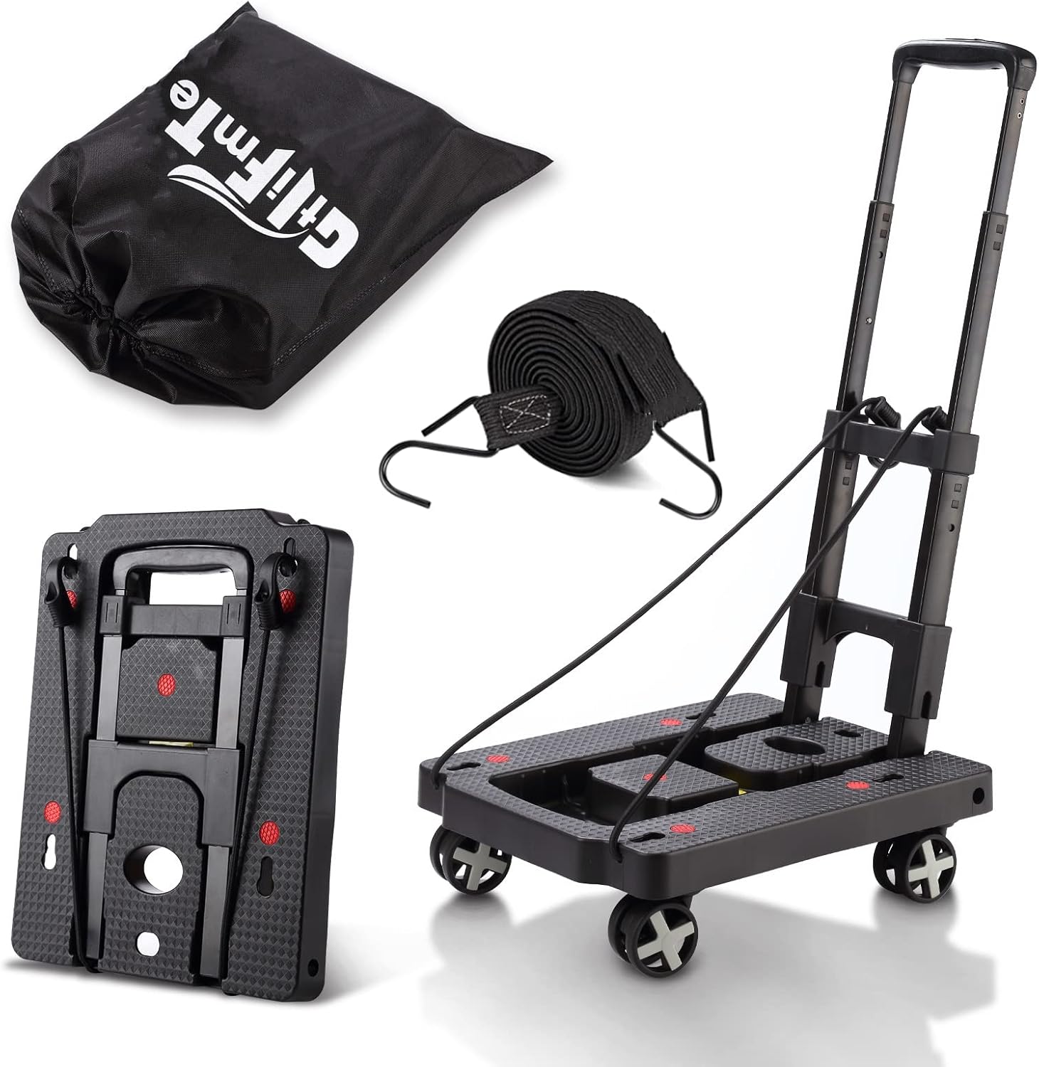 Folding Hand Truck Lightweight Dolly with 360 Swivel Wheels