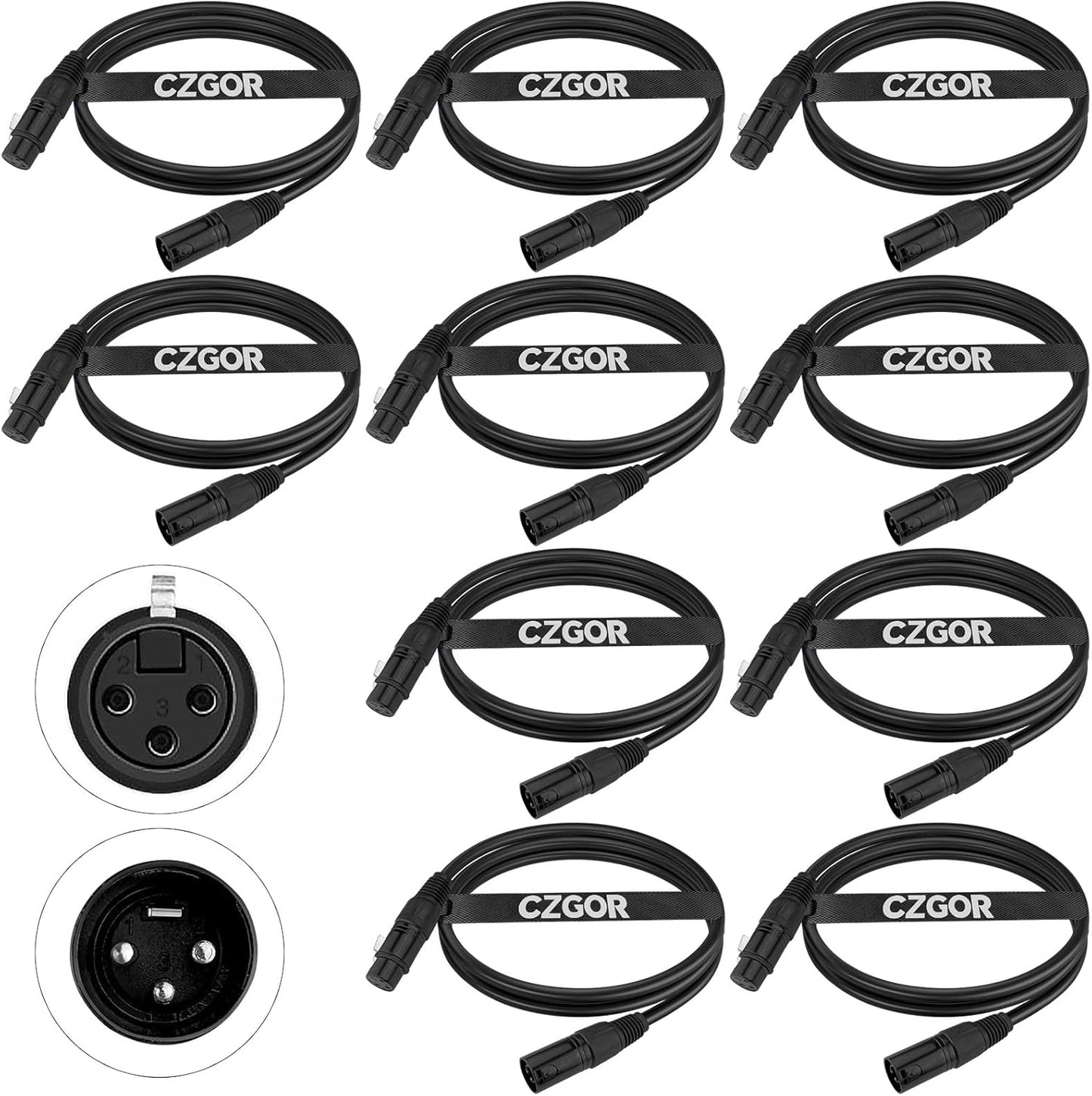 DMX Cable 6.5 ft 10 Pack for Stage Lighting Signal Connection