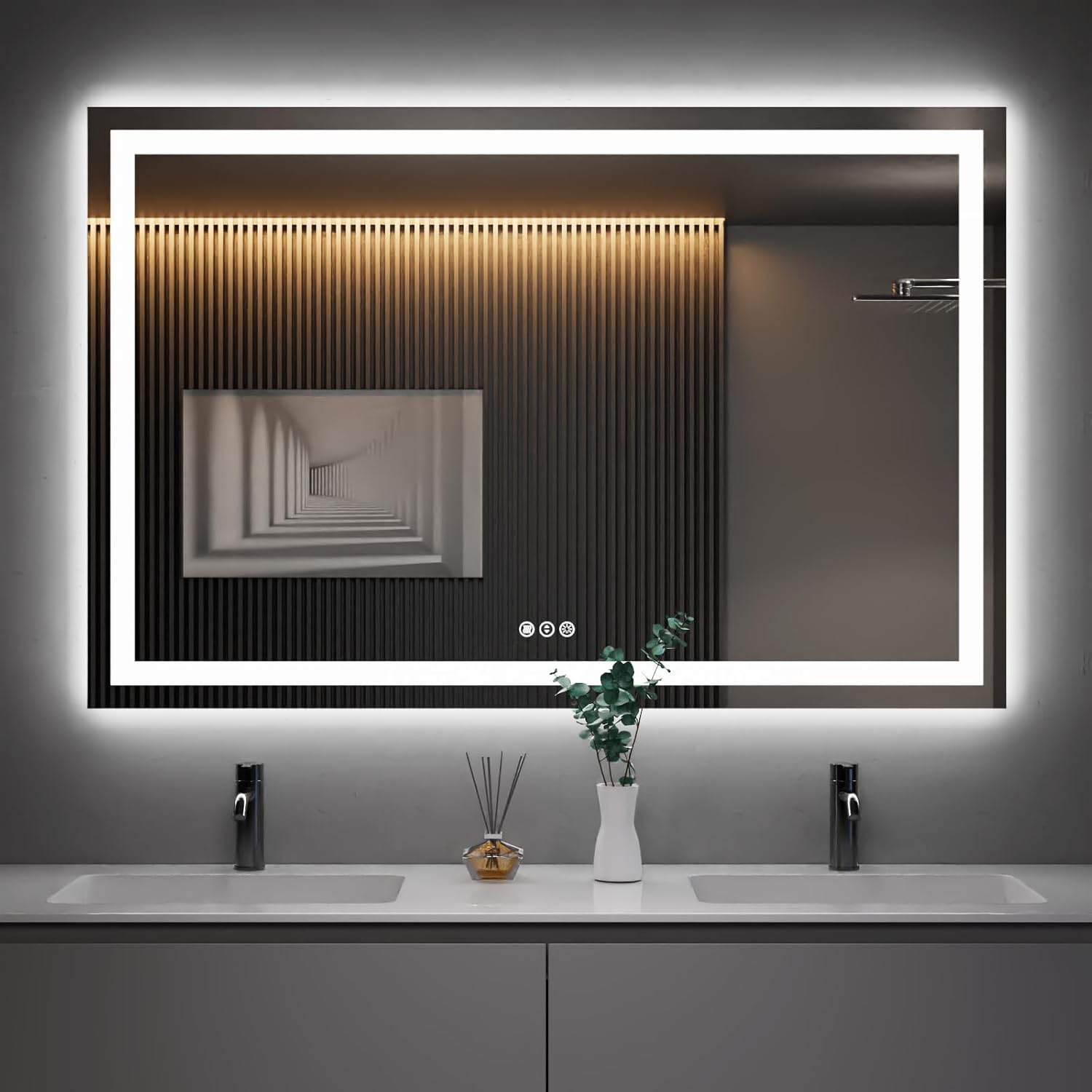 Amorho 50in X36in LED Bathroom Mirror with Anti-Fog Feature