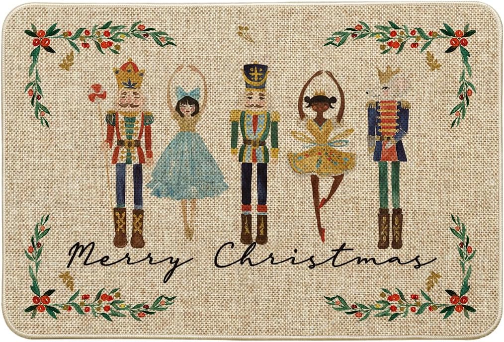 Watercolor Nutcrackers Merry Christmas Welcome Doormat 24x35