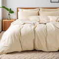 Oversized King Washed Cotton Duvet Cover Set 120in x 98in - Linen Feel