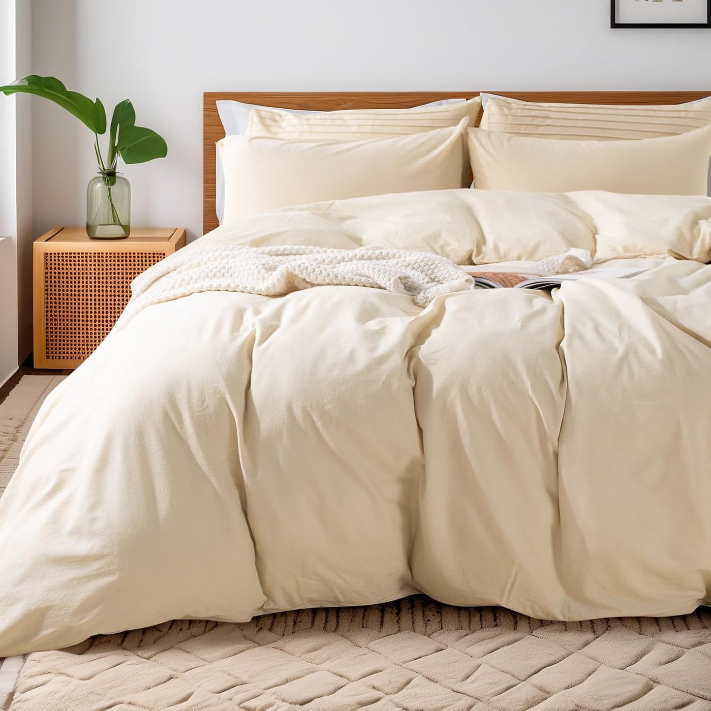 NEXHOME PRO Duvet Cover Set 100% Washed Cotton Oversized King