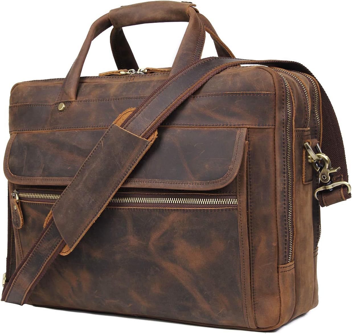 Augus Leather Briefcase for Men - Stylish Business Travel Bag