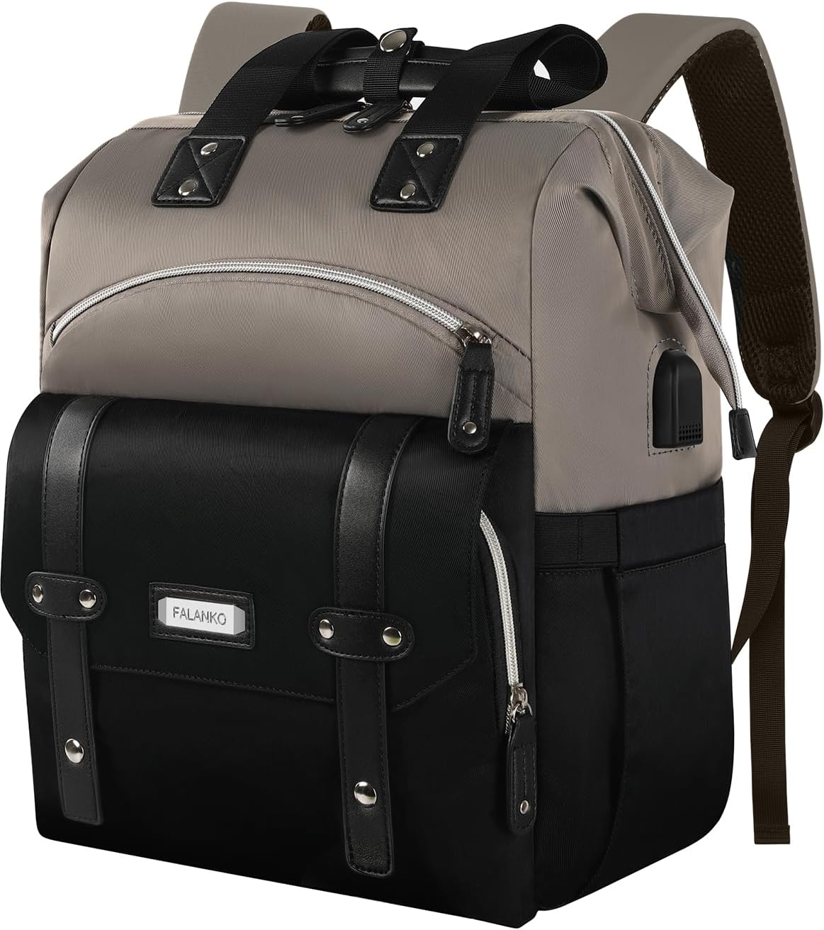 FALANKO Women Laptop Backpack for 15.6 Inch Laptops Grey Black