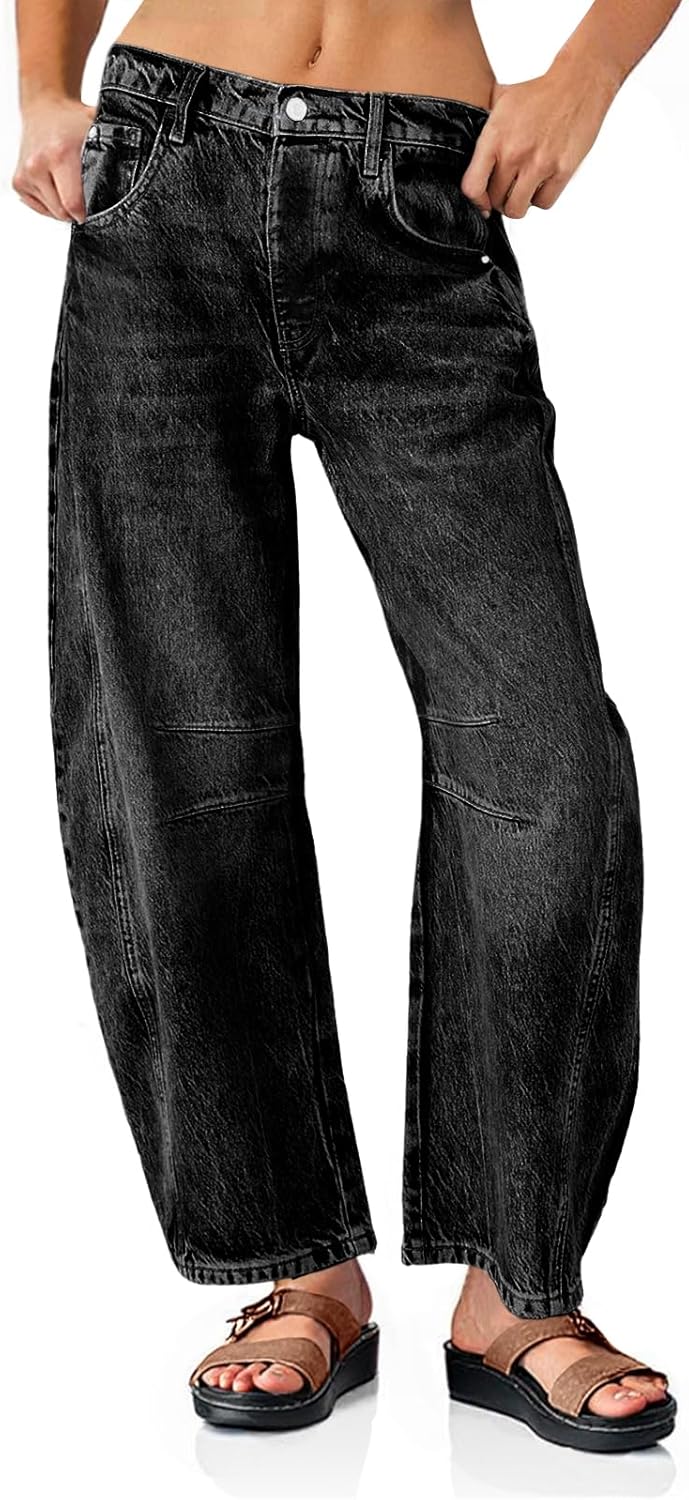 Baggy Boyfriend Jeans for Women - Vintage Wide Leg Denim Pants