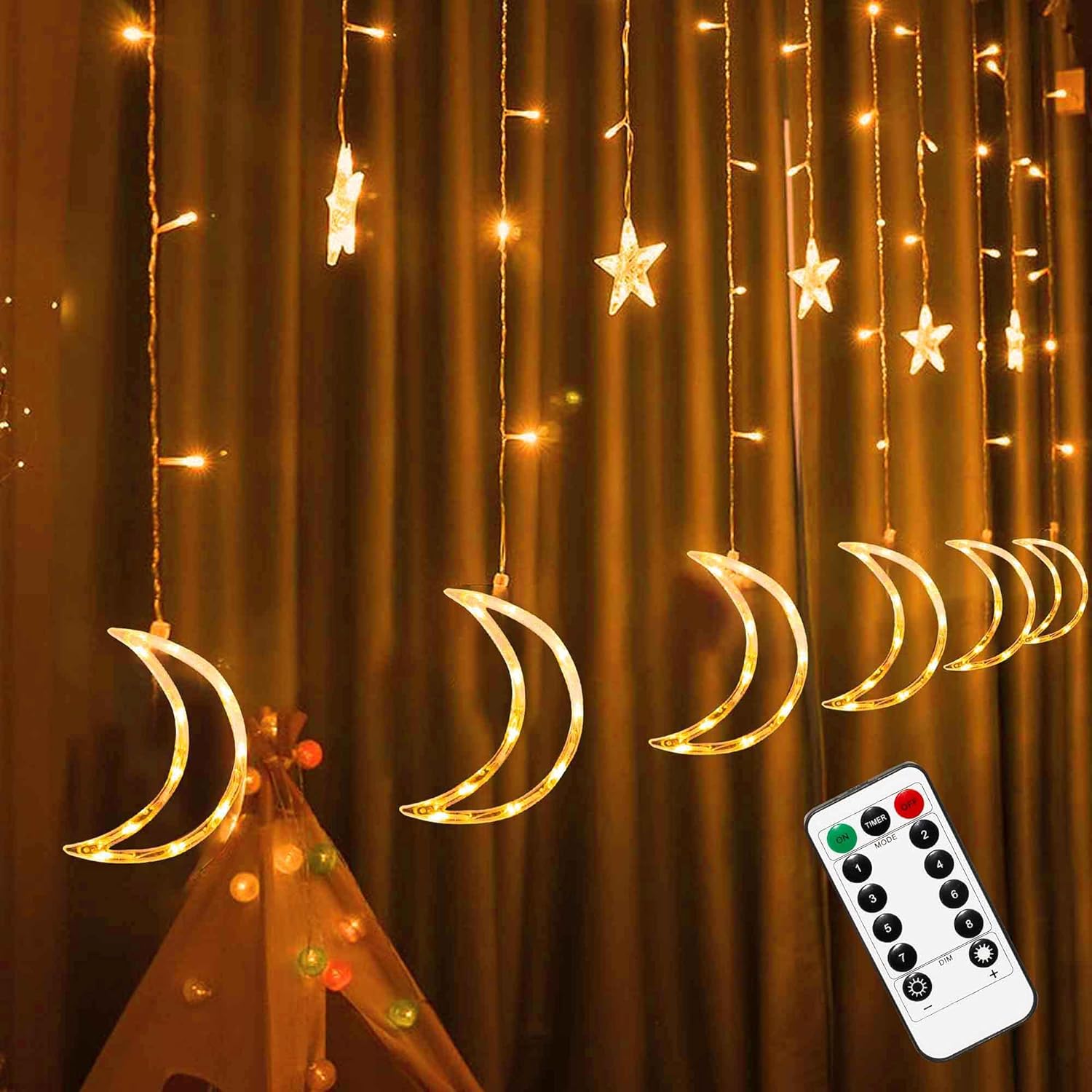 Remote Controlled Star Moon Lights - 8 Modes, 138 LEDs