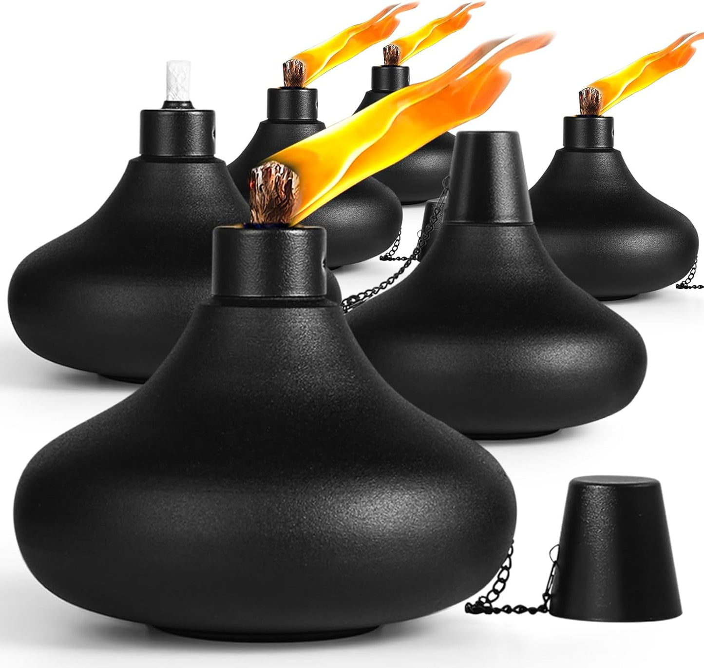 6 Pack Metal Table Top Torches for Outdoor Garden Decor