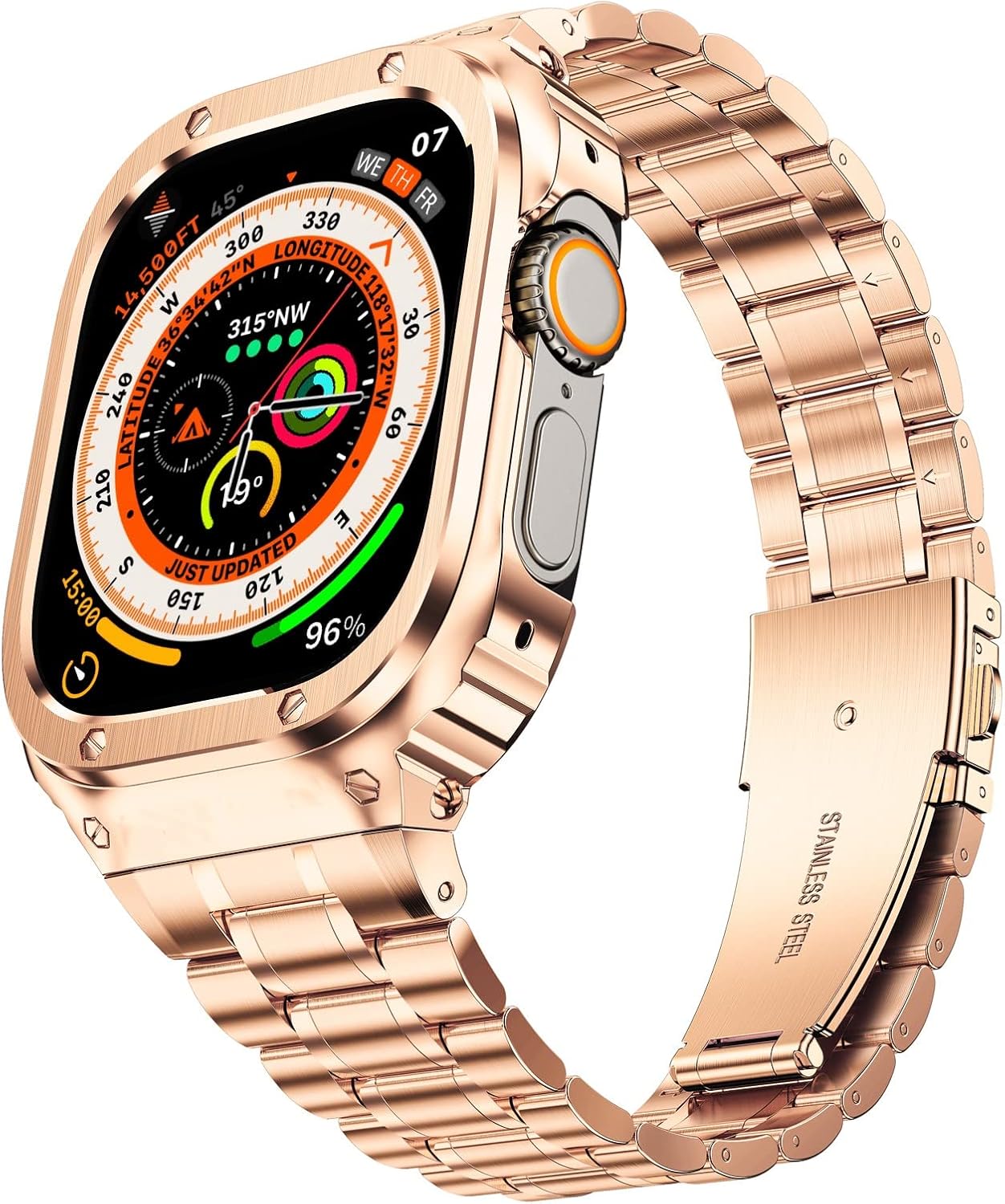 MioHHR Stainless Steel Watch Band with Case for Apple Watch