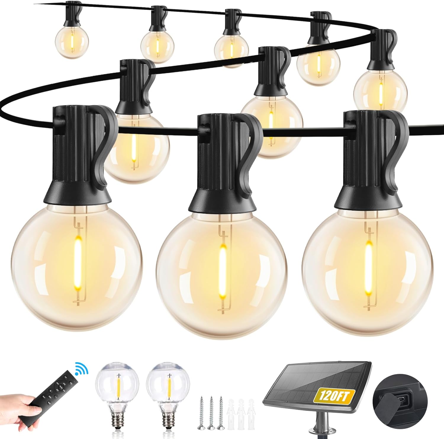 120FT Solar String Lights Outdoor Waterproof with Remote Control