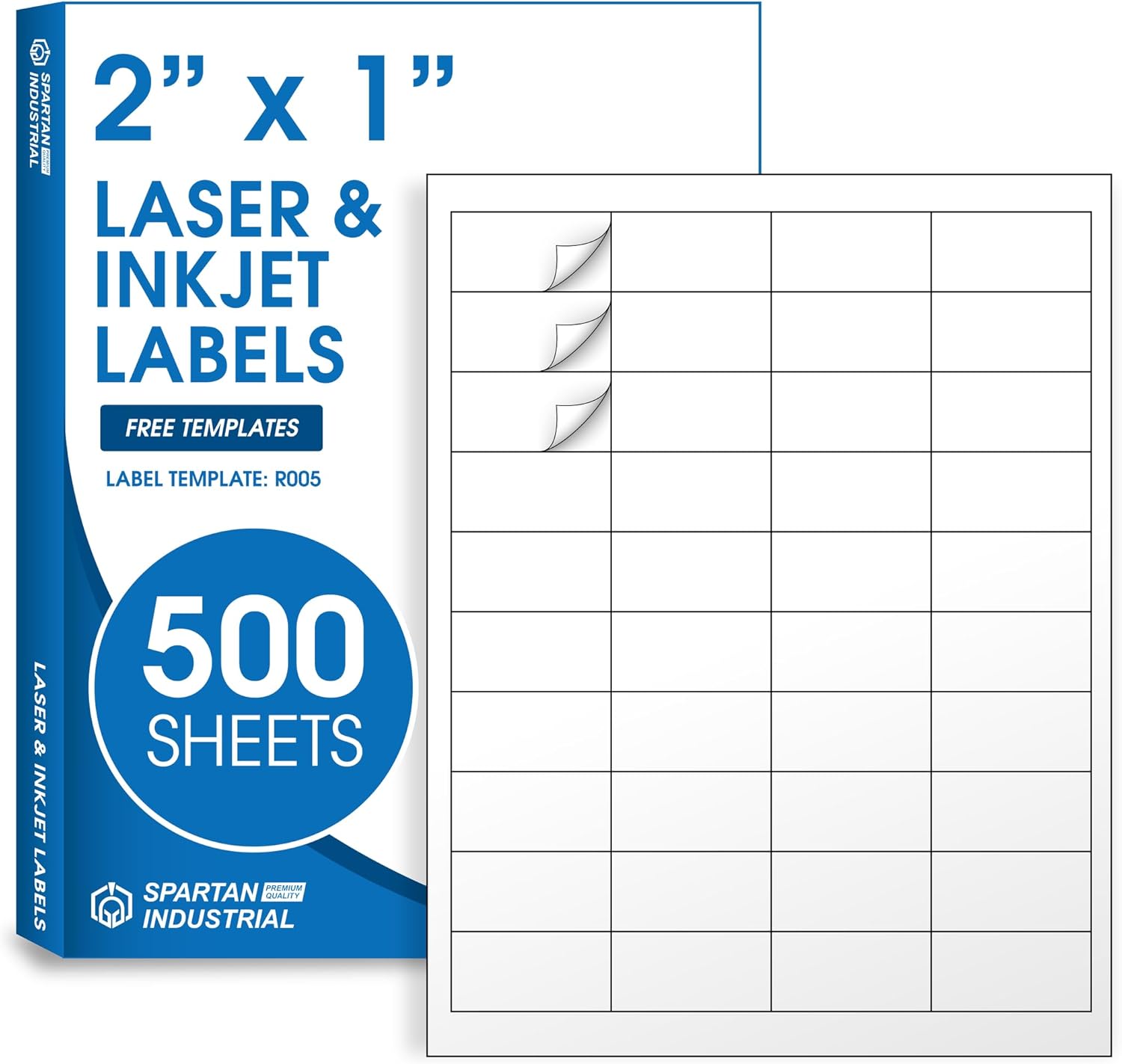 2 X 1 Matte White Printable Labels for Inkjet and Laser Printers