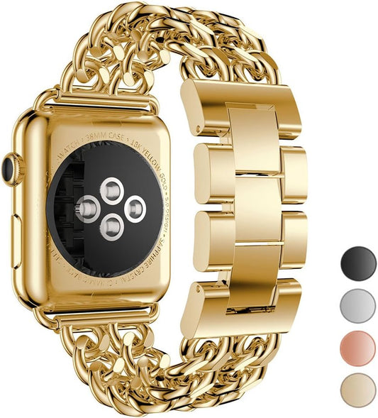 Stylish Gold Stainless Steel Apple Watch Band - Seoaura
