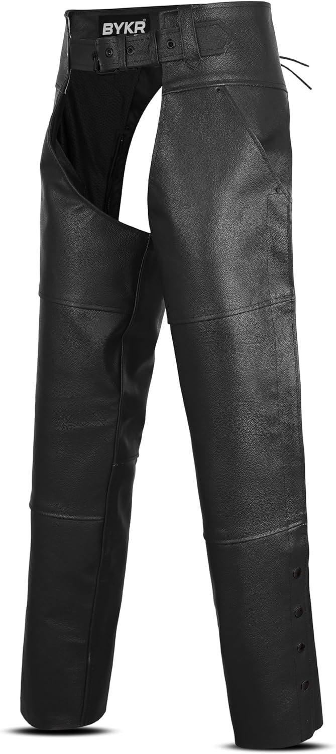 BYKR Leather Motorcycle Chaps for Men & Women - Durable & Stylish