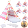 6 Pack Sleepovers Teepee Tents for Kids - Bulk Party Set