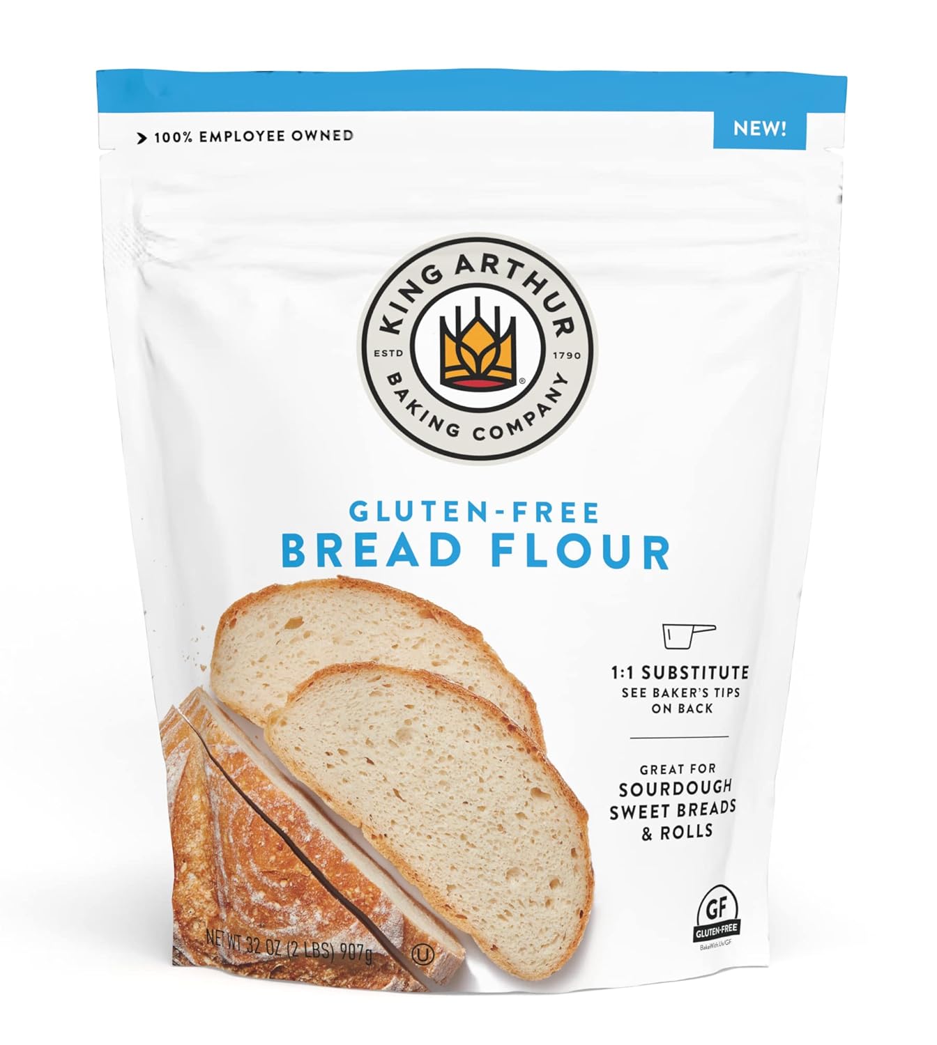 King Arthur Premium 2 lbs Gluten Free Bread Flour: Perfect Yeasted Recipe Substitute