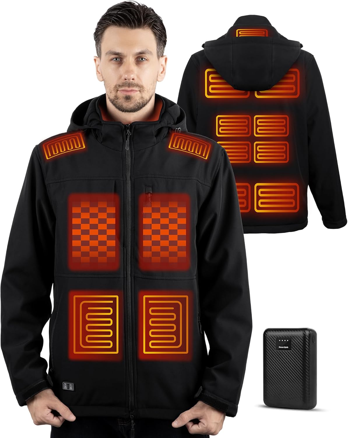 Heated Jacket for Men with Detachable Hood for Ultimate Warmth