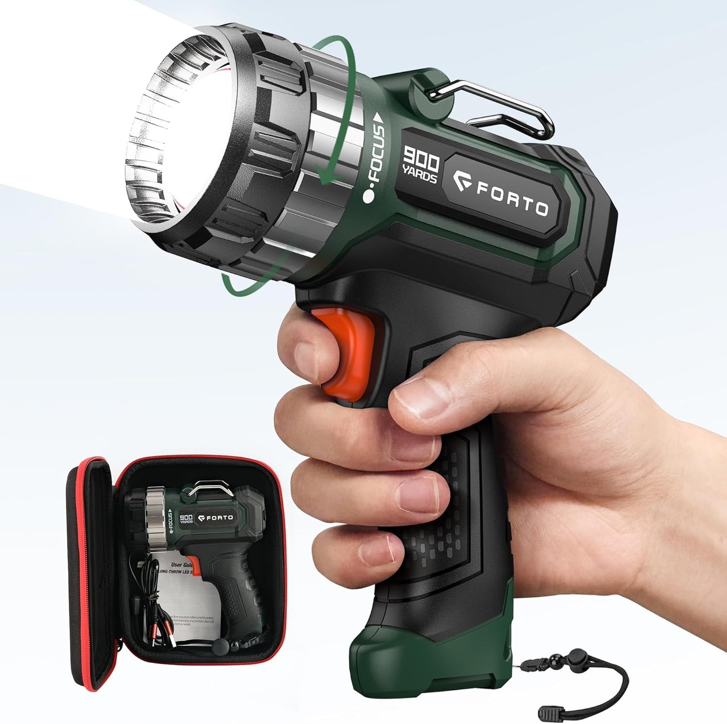 FORTO Compact Rechargeable Spotlight with Adjustable Focus